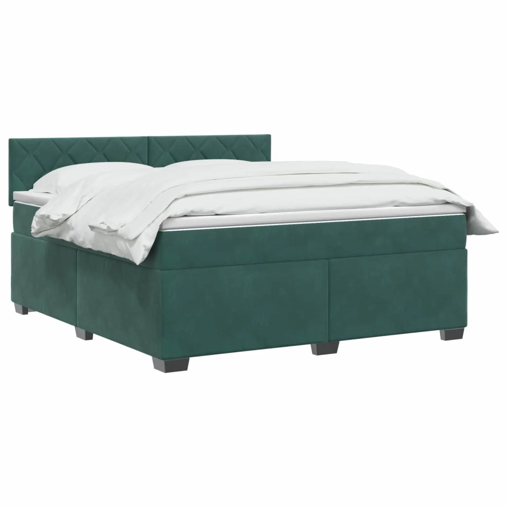 Letto box spring con materasso Verde Scuro 140 x 200 cm Velluto 3450737