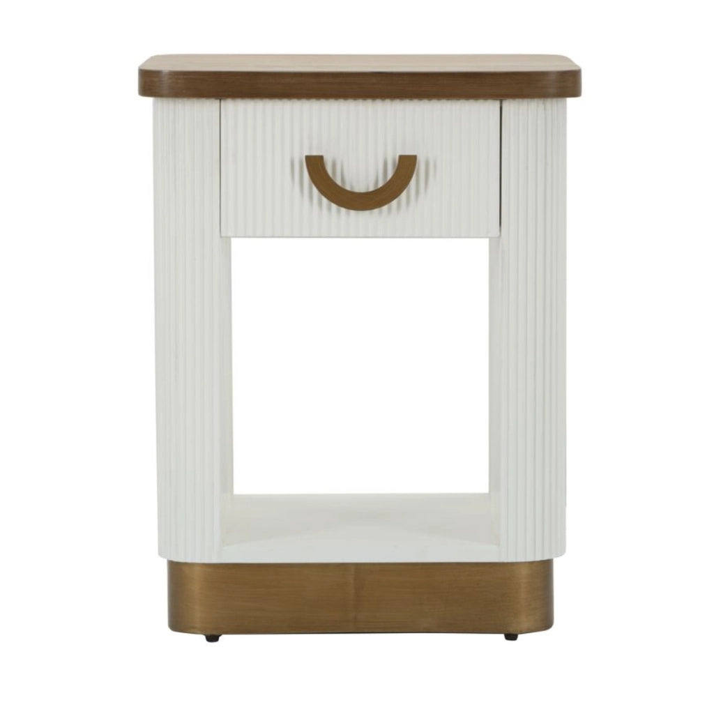 Comodino VKH15, Bianco, MDF, 48x40x62 cm