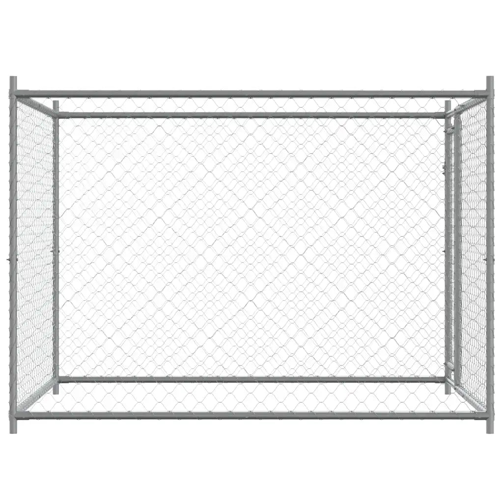 Gabbia per Cani con Porta Grigia 2x2x1,5 m in Acciaio Zincato CFW3781916