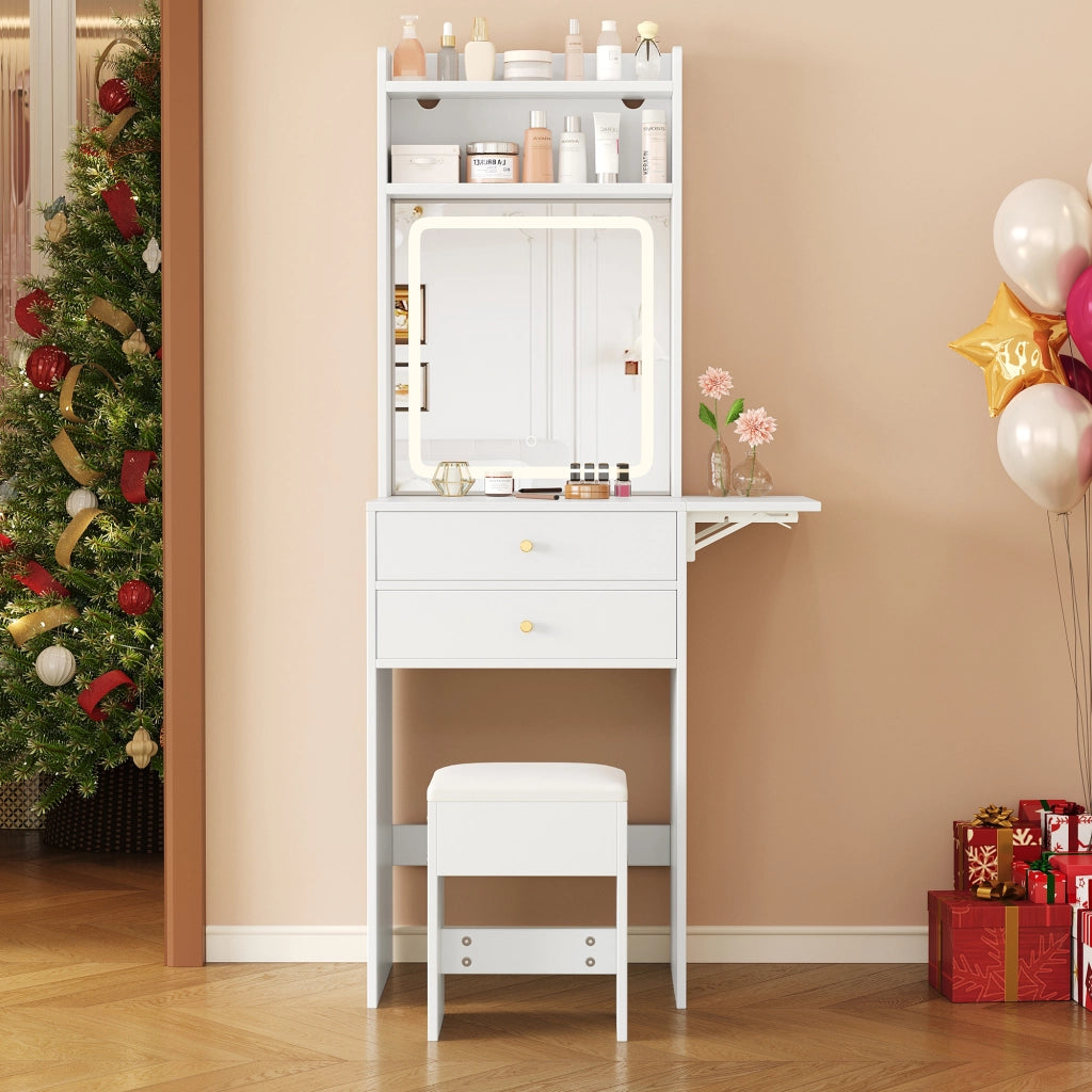 TOLETTA pieghevole con LED 75x45x156 cm MDF bianco