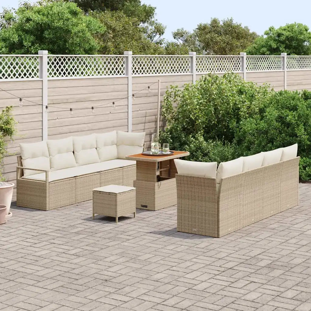 Set Divano da Giardino con cuscino 11 pcs Beige polyrattan 3362501
