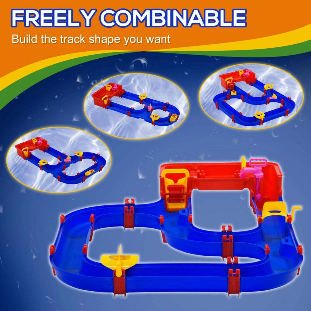 Playset Acquatico per Bambini 53 Pezzi 123x90x7 cm con Acqua e Sabbia Blu e Rosso
