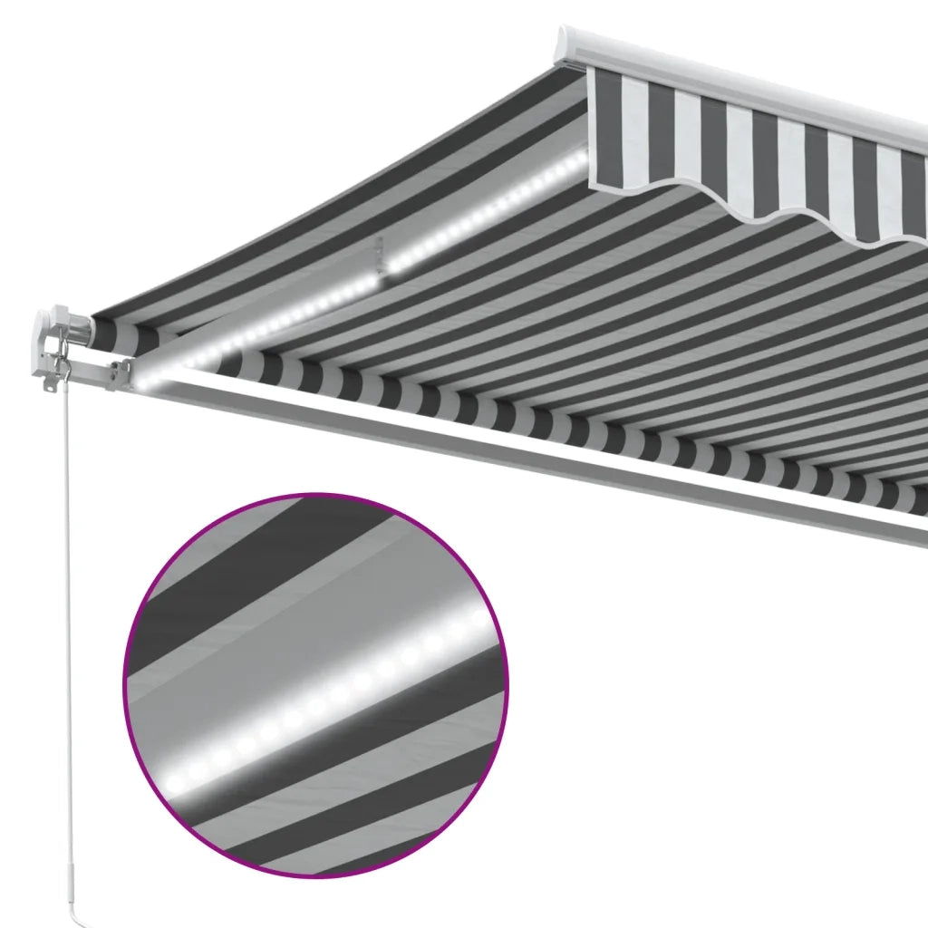 Tenda da Sole Retrattile Manuale con LED Antracite e Bianco 3215782