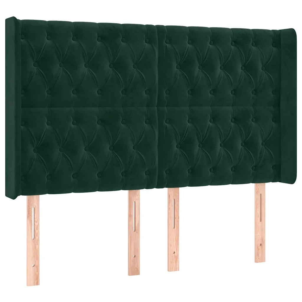 Letto a Molle con Materasso e LED Verde Scuro 140x190cm Velluto 3139742