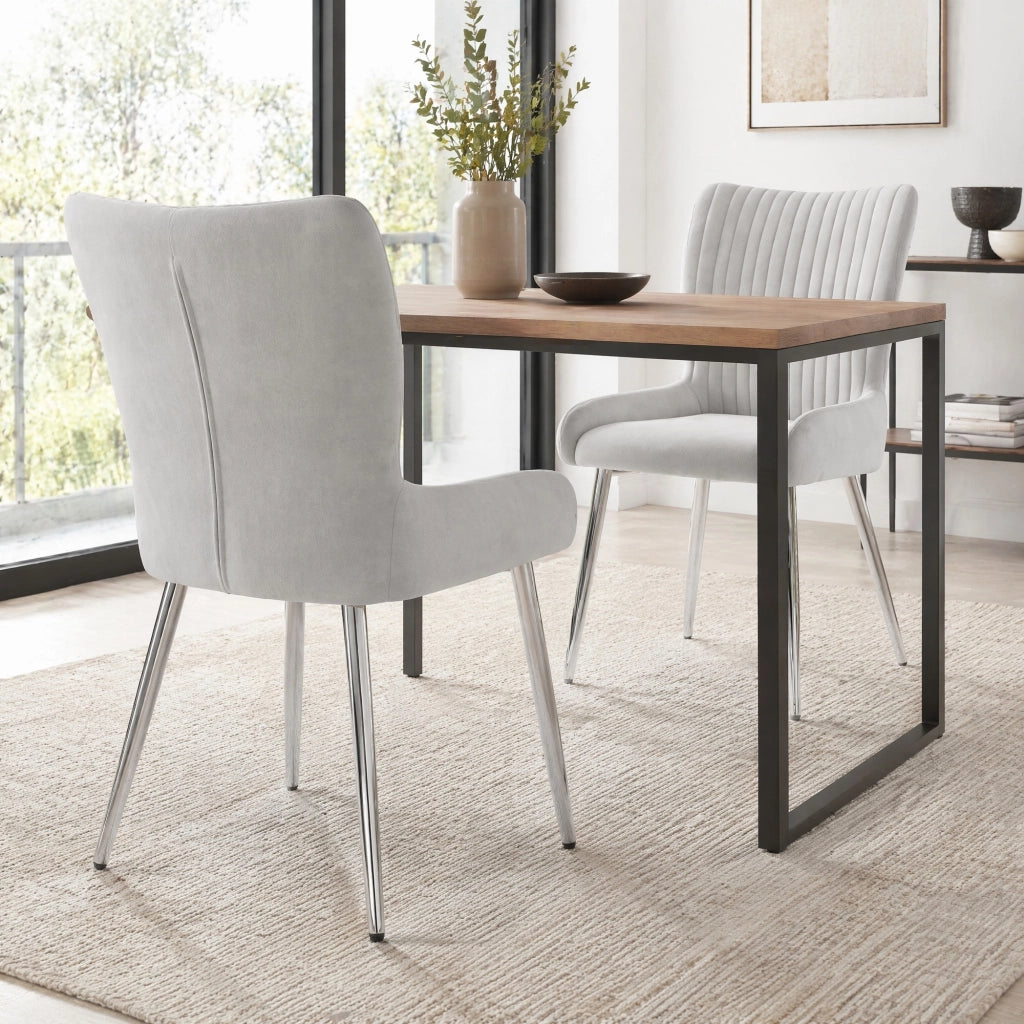 SEDIA DA PRANZO Set da 2 pezzi in velluto grigio con gambe in metallo