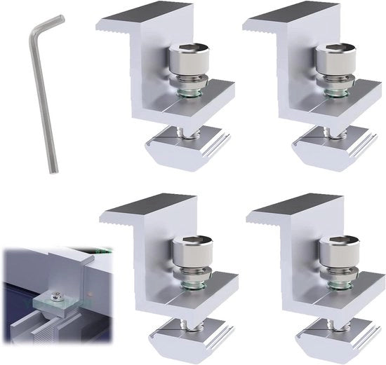 Supporto per pannelli solari Kit di montaggio 4 pezzi - 30 mm Fissaggio Pv Fotovoltaico Cerniera finale.