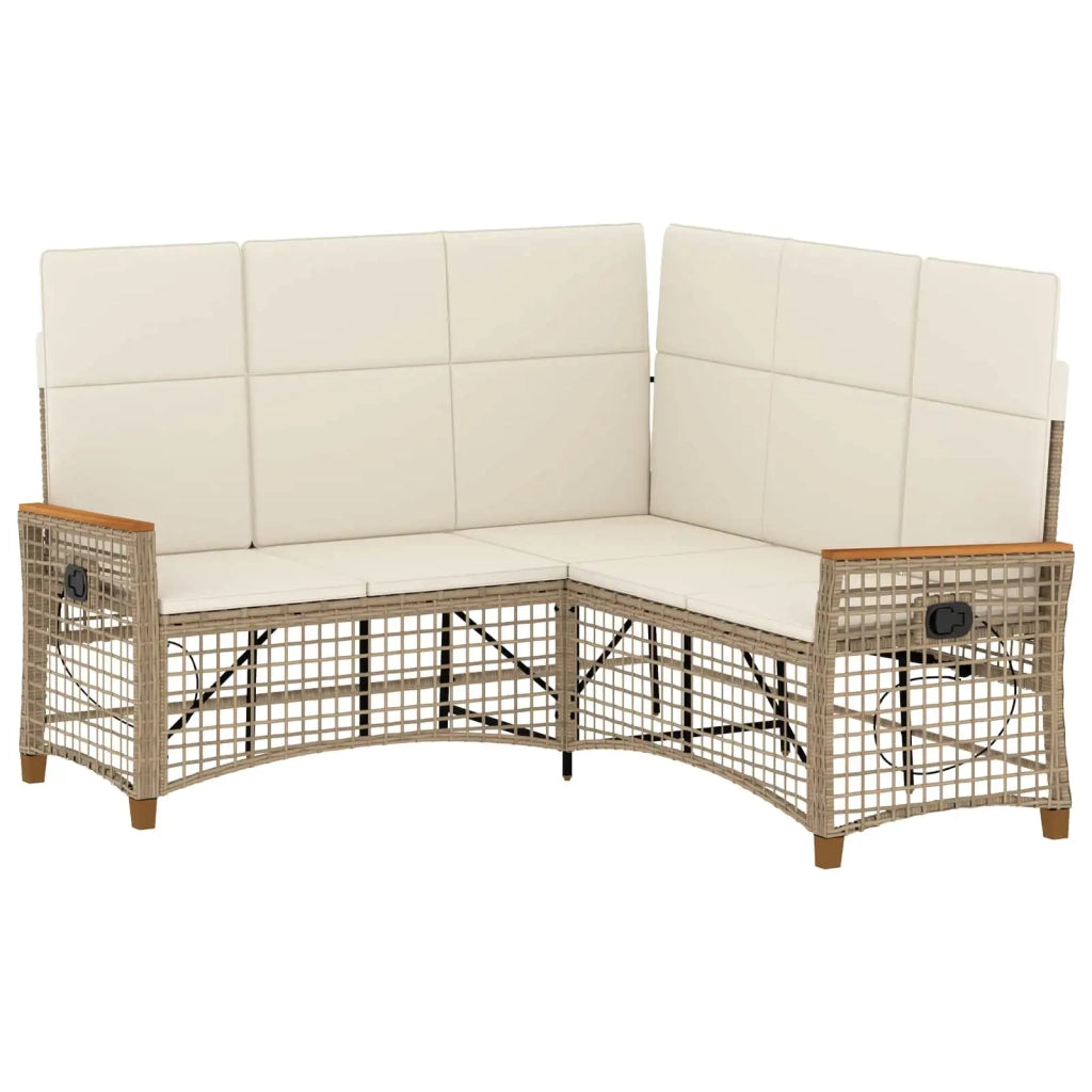 Set di Divani Recliner da Giardino Beige e Bianco Crema 42026826