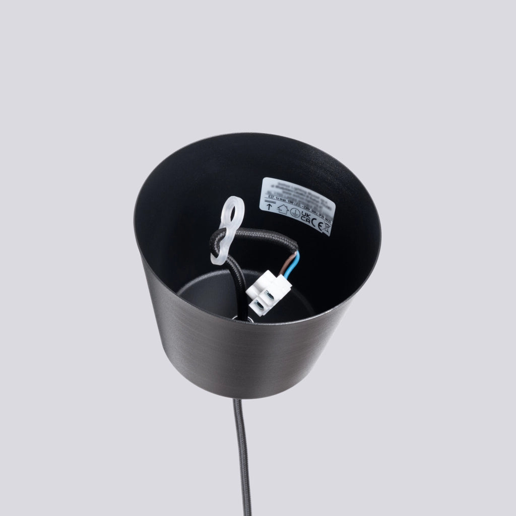 Lampada a sospensione BILO in acciaio nero E27 moderna rotonda 35x120cm