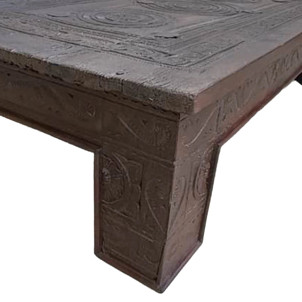 Tavolino in legno artigianale marrone 149x82x37h cm