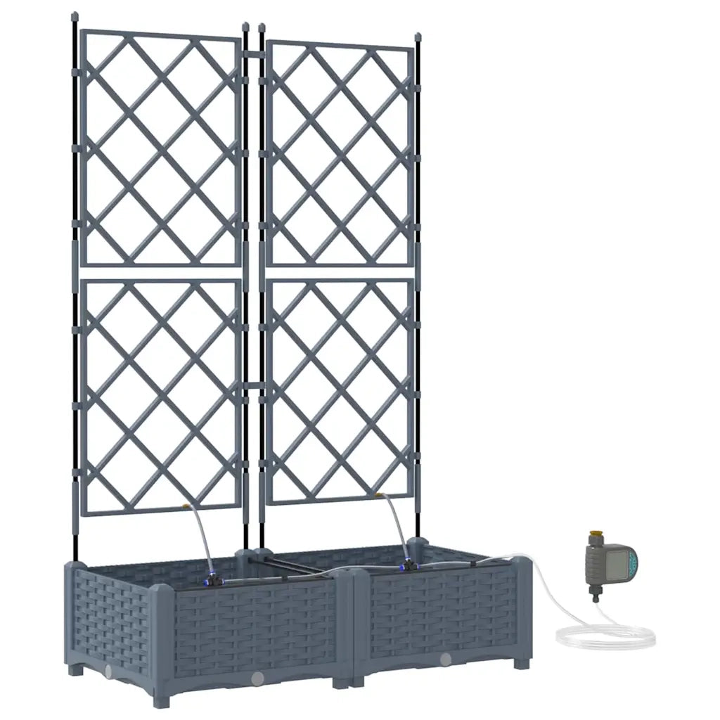 2 pz Fioriere | Cassetta per fiori | Vaso da giardino Grigio Chiaro 80 x 40 x 126 cm Plastica