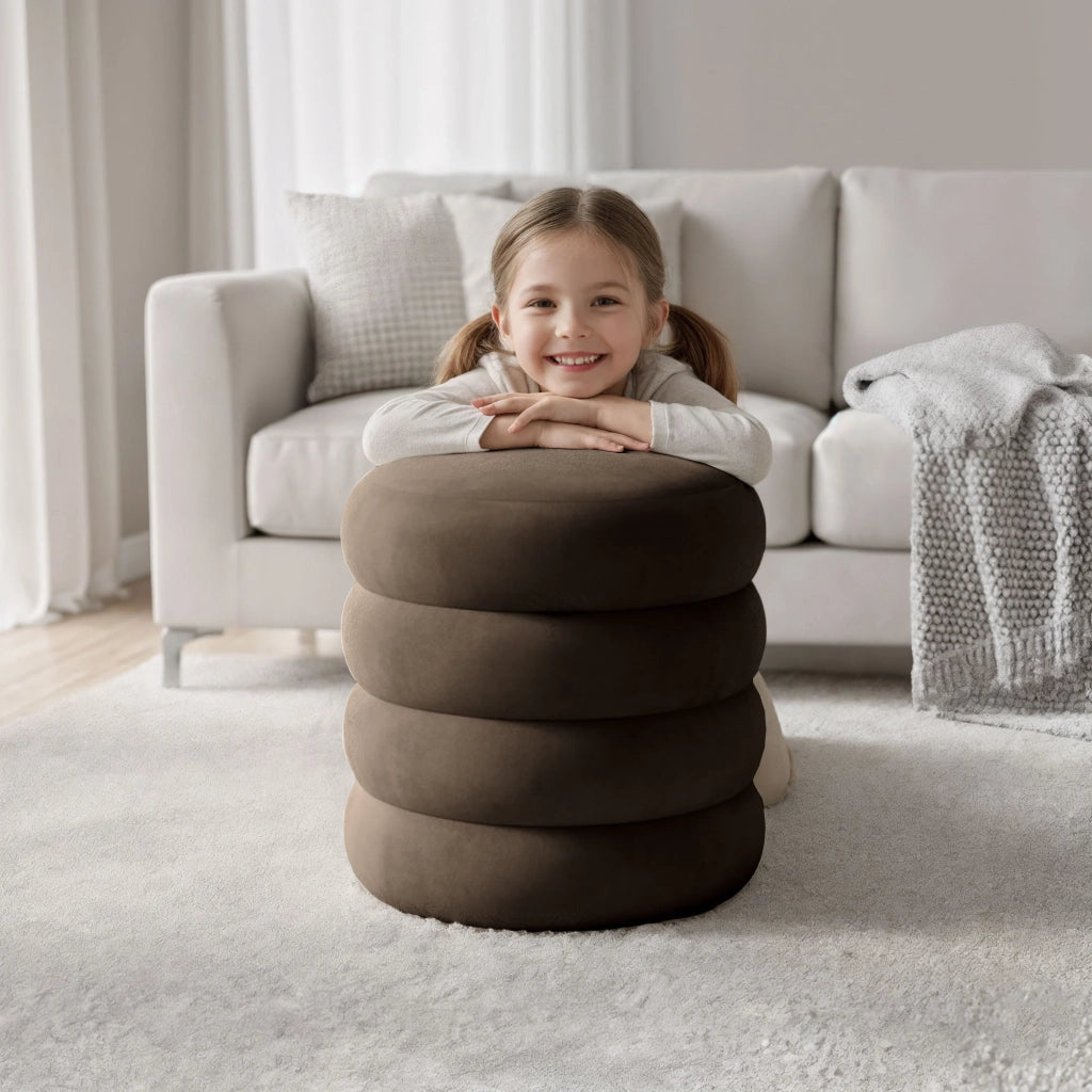 Pouf contenitore cilindrico in velluto 42 cm SNUGGO Bronzo
