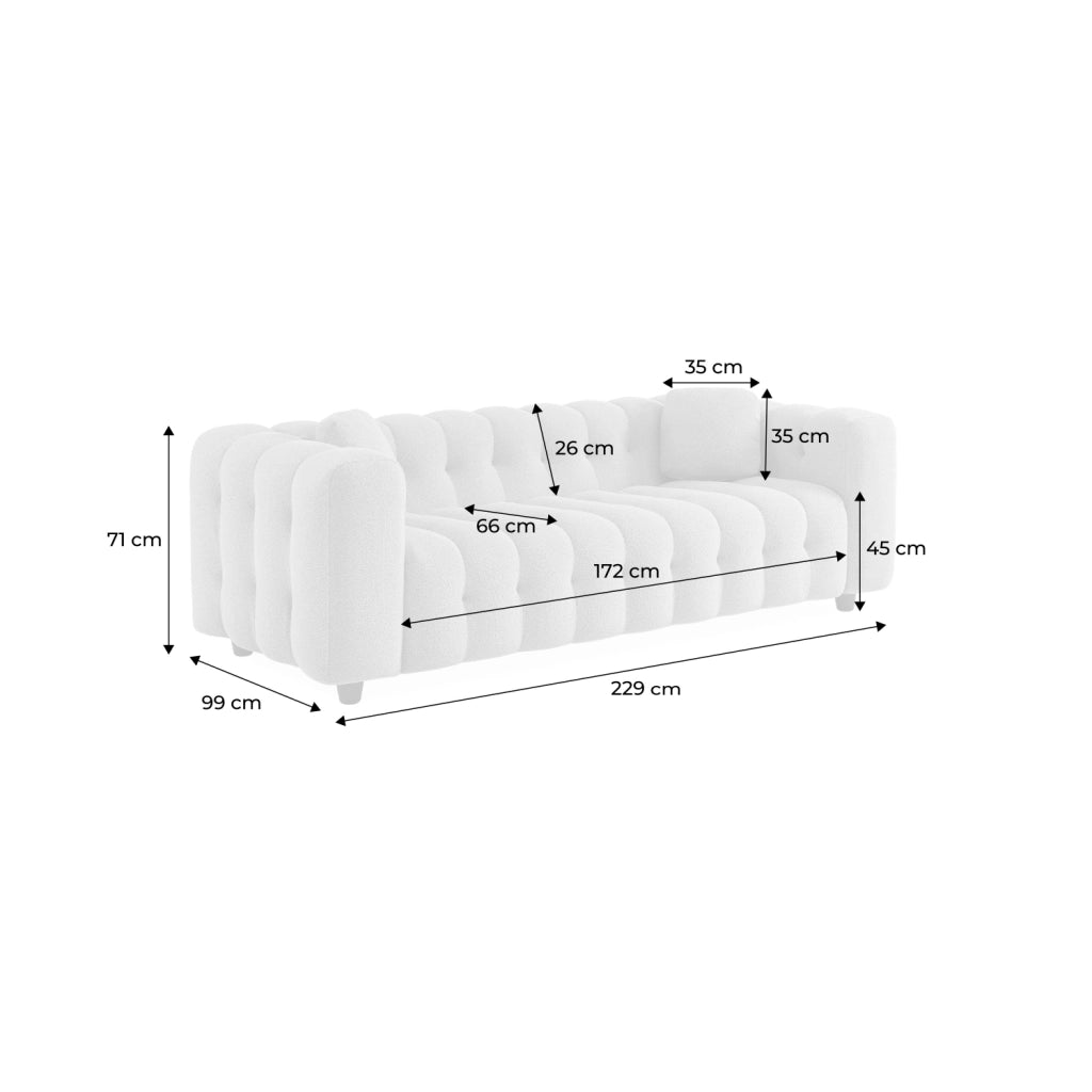 Divano in tessuto bouclé, 3 posti, beige