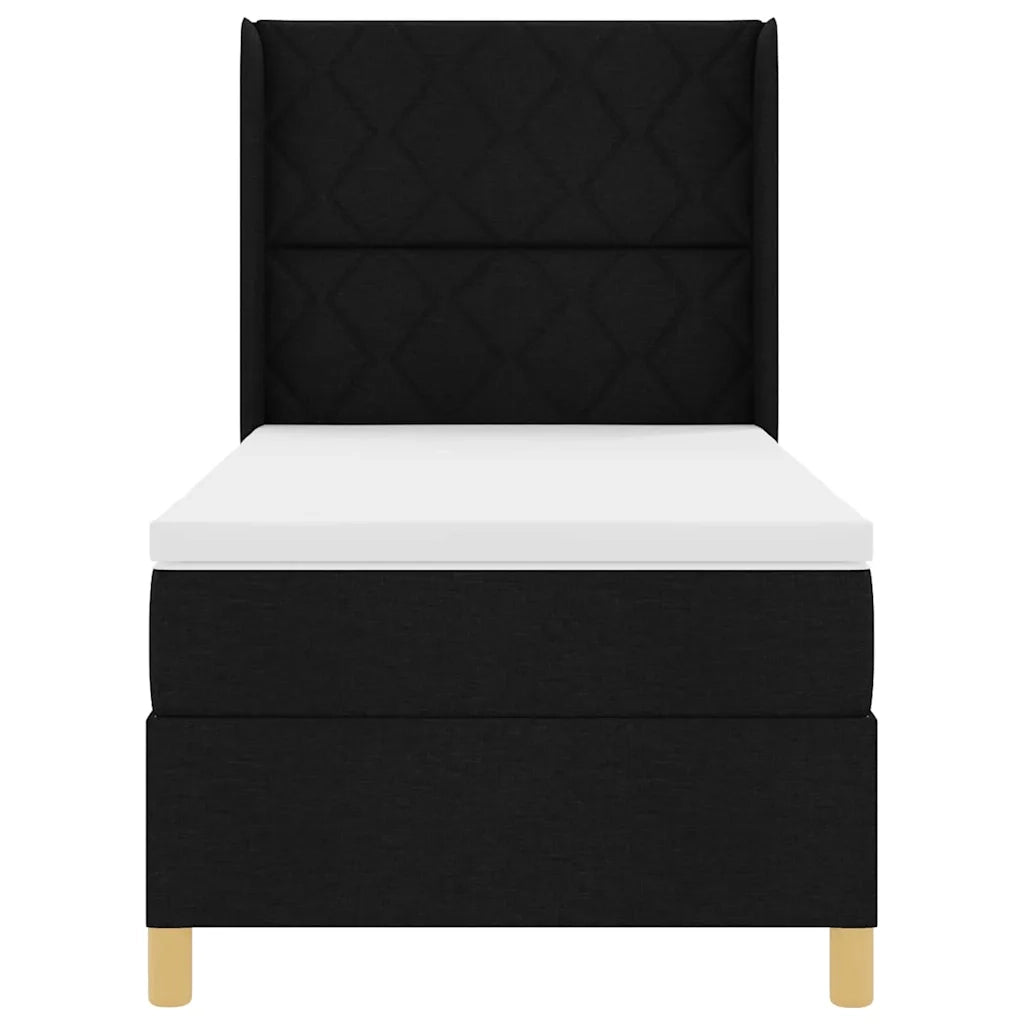 Letto a molle con materasso Nero 100 x 200 cm Tessuto