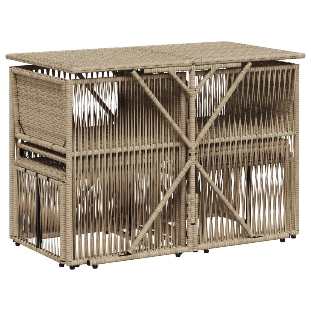 Set da Pranzo da Giardino 7 pz con Cuscini Beige in Polyrattan 369012
