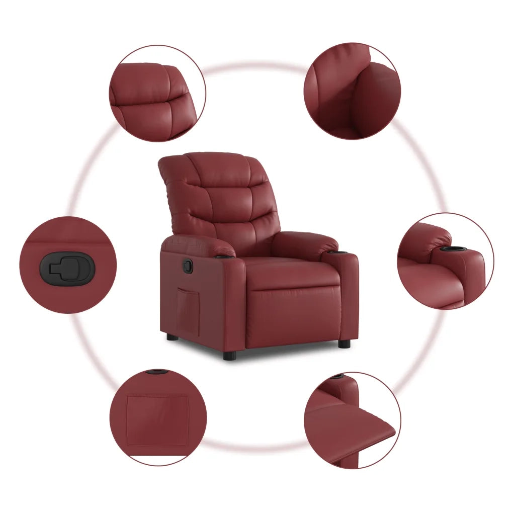 Poltrona | Sedia Relax Reclinabile Rosso Vino in Similpelle