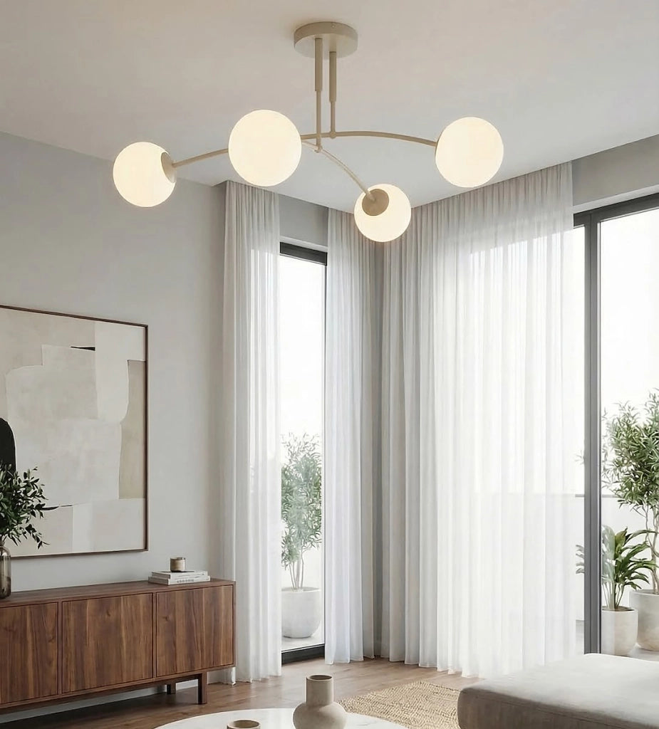 Plafoniera PREGOS a sfere 4 luci E14 beige Emibig