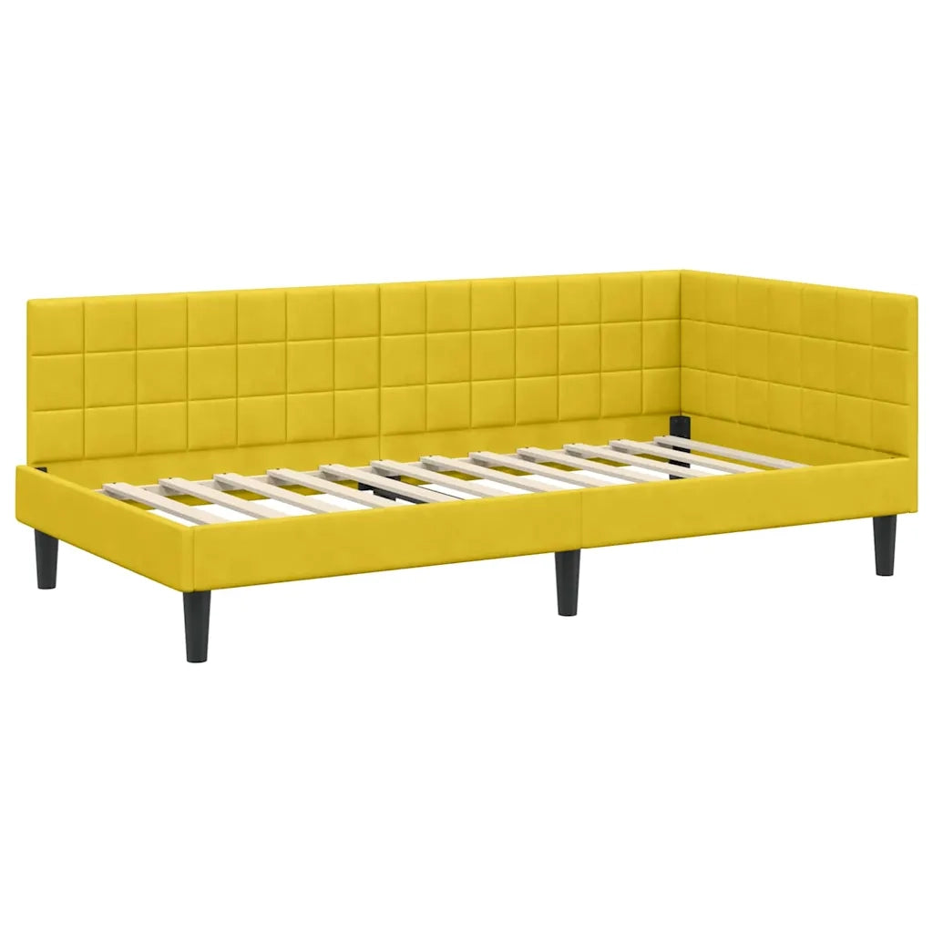 Cornice del letto ad angolo Giallo 100 cm x 200 cm Velluto 42016444