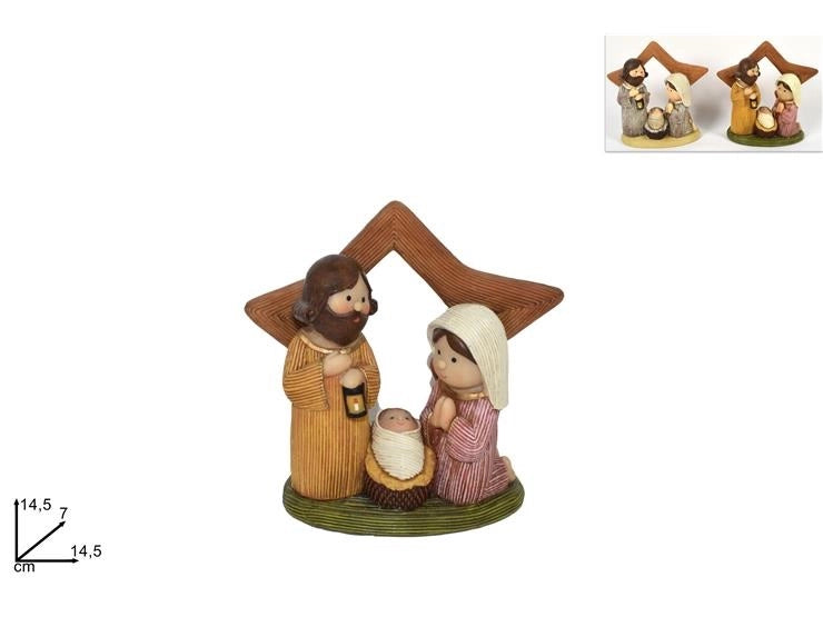 Decorazione Natale Natività Presepe Abiti Rigati con Stella 14,5 cm
