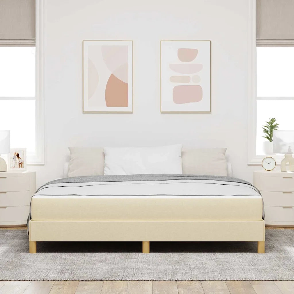 Letto a molle con materasso Crema 180 x 200 cm Tessuto