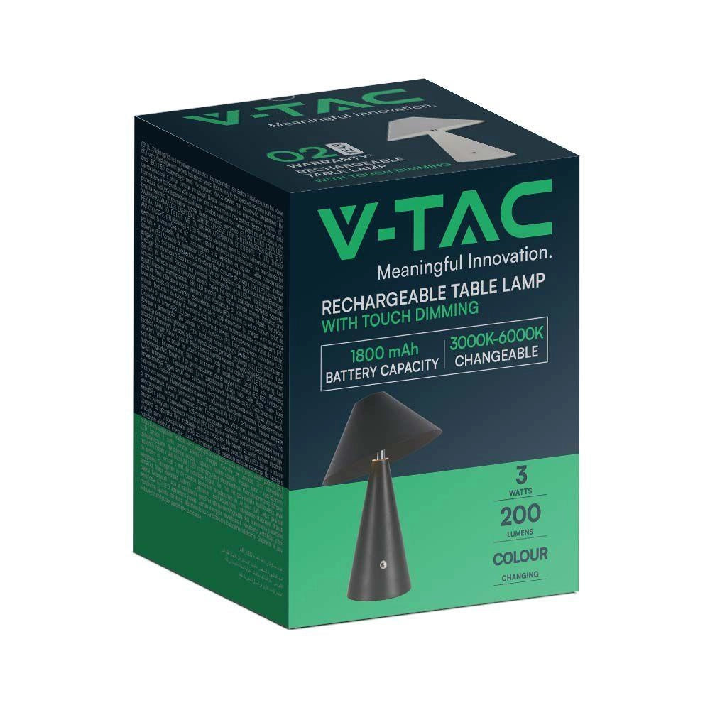 Lampada da tavolo LED 3W 200lm USB-C dimmer nero V-TAC