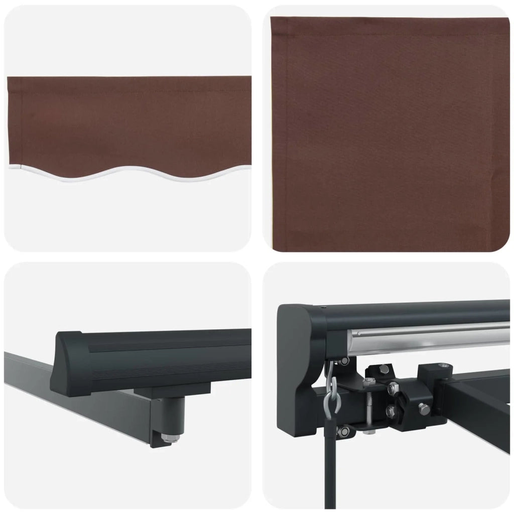 Cornice per Tenda Manuale con LED Marrone e Antracite 4 × 3 m 3420844