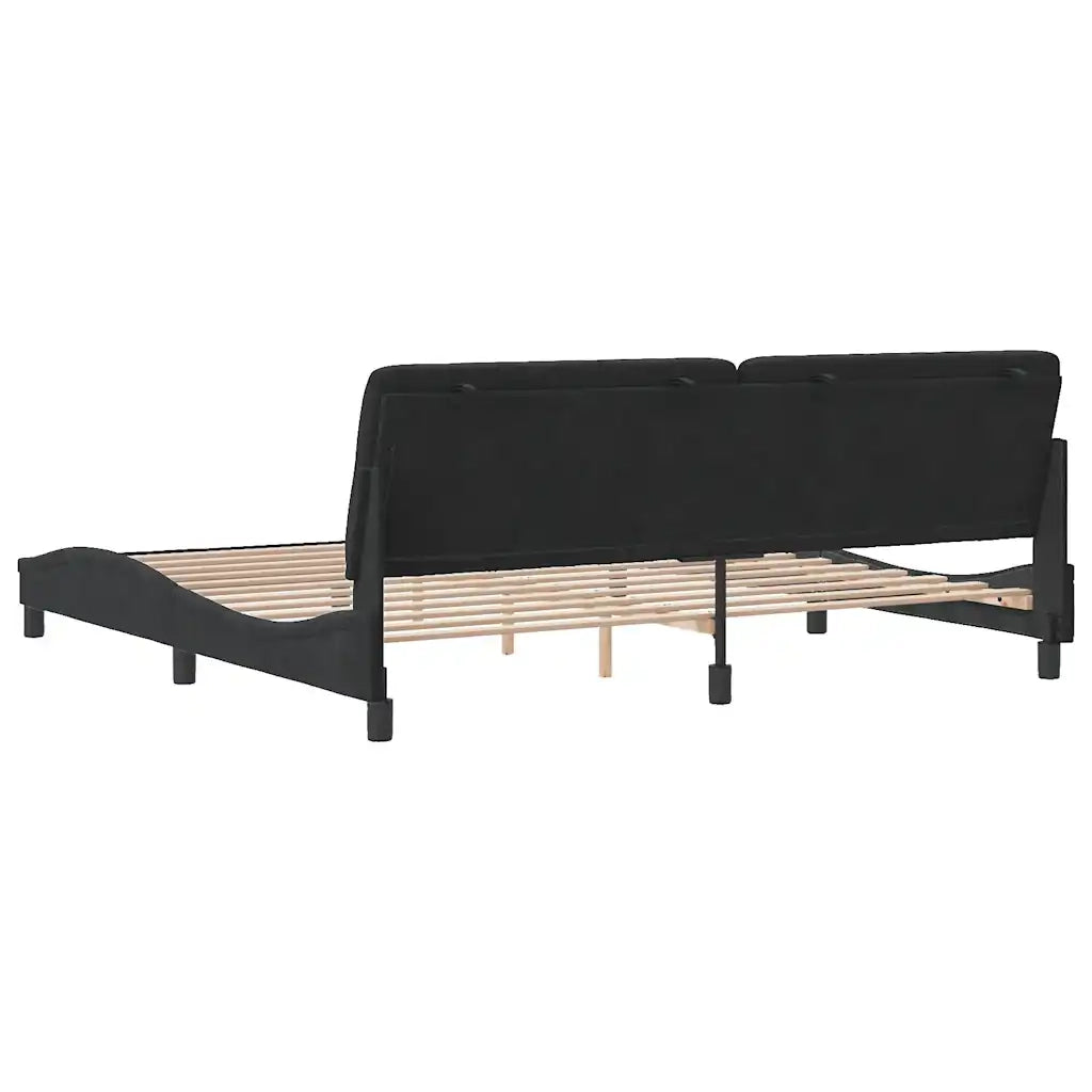 Giroletto senza Materasso Nero 200x200 cm in Velluto