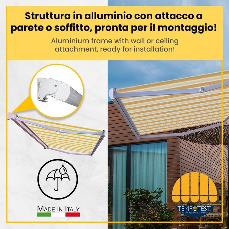 Tenda da Sole a Bracci Estensibili a Scomparsa Totale Tempotest Para' - Colore Rosa 25/15 - Largh. 3 x Sporgenza 1,85 - Att. Soff. Arg. DX