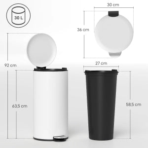 Cestino gettacarte da 30 L con pedale e chiusura silenziosa