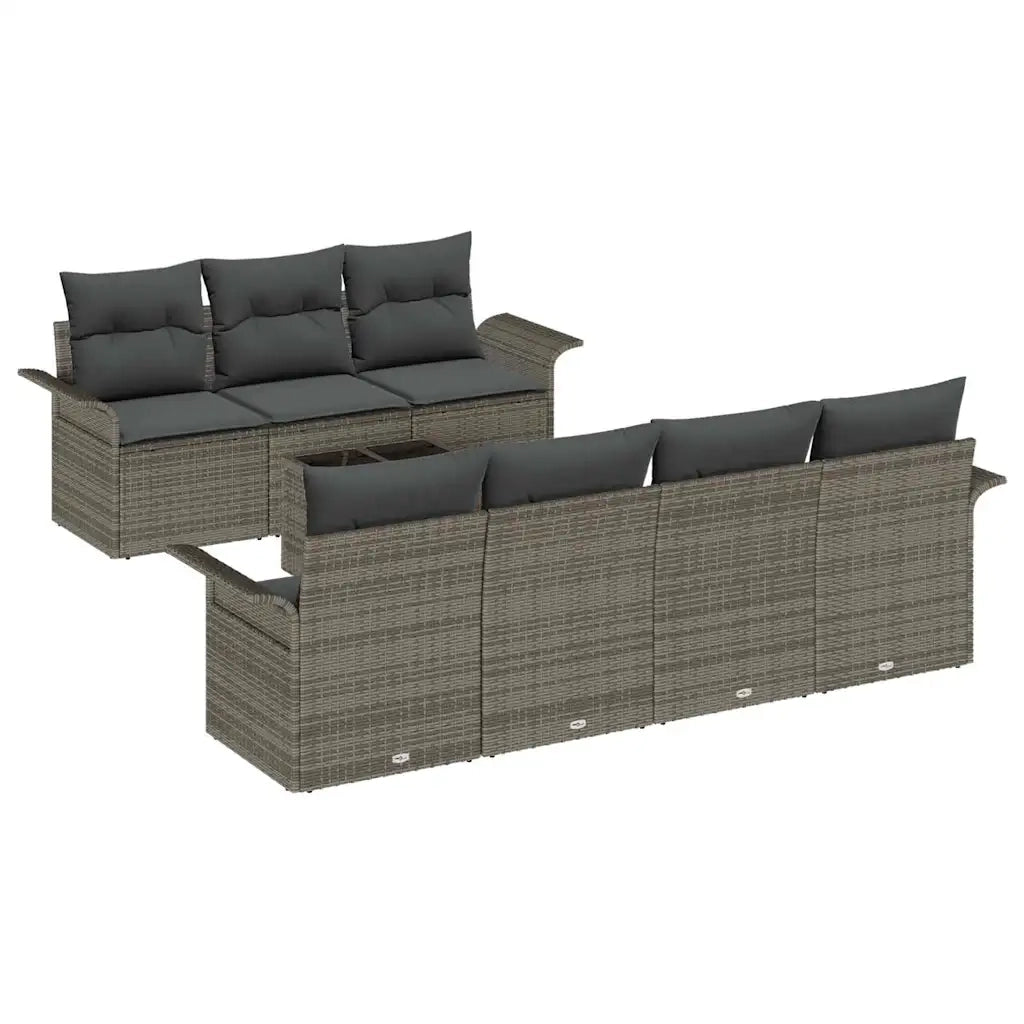 Set Divano da Giardino con cuscino 8 pcs Grigio polyrattan 3345269