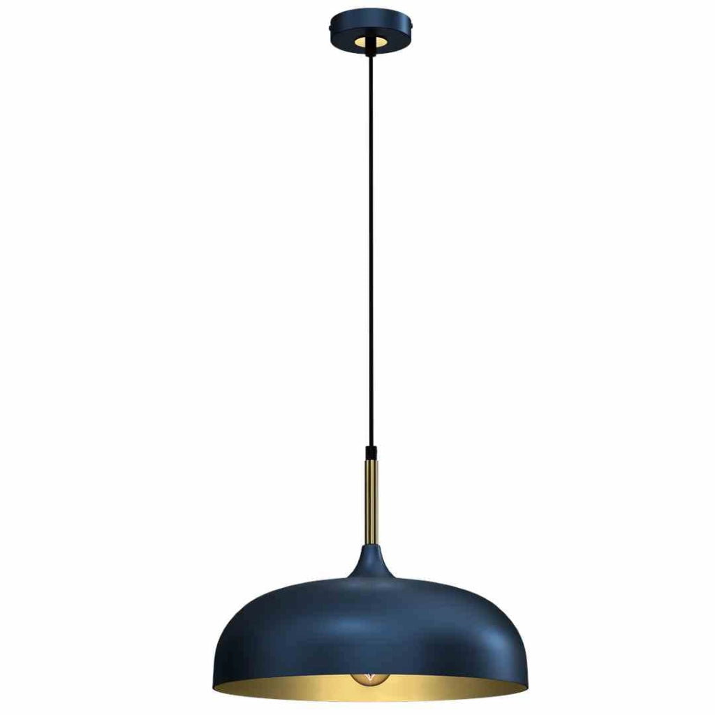 Lampada a sospensione Milagro Lincoln blu oro Ø35 E27