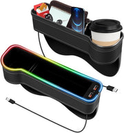 Opbergdozen multifunzionali per sedili auto - 2 pezzi con contenitore per bicchieri, 2 porte USB e luce LED