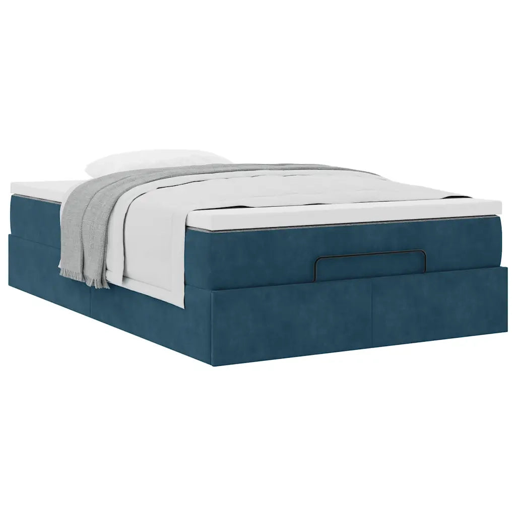 Pouf Letto con Materasso Blu Scuro 120x190 cm Velluto