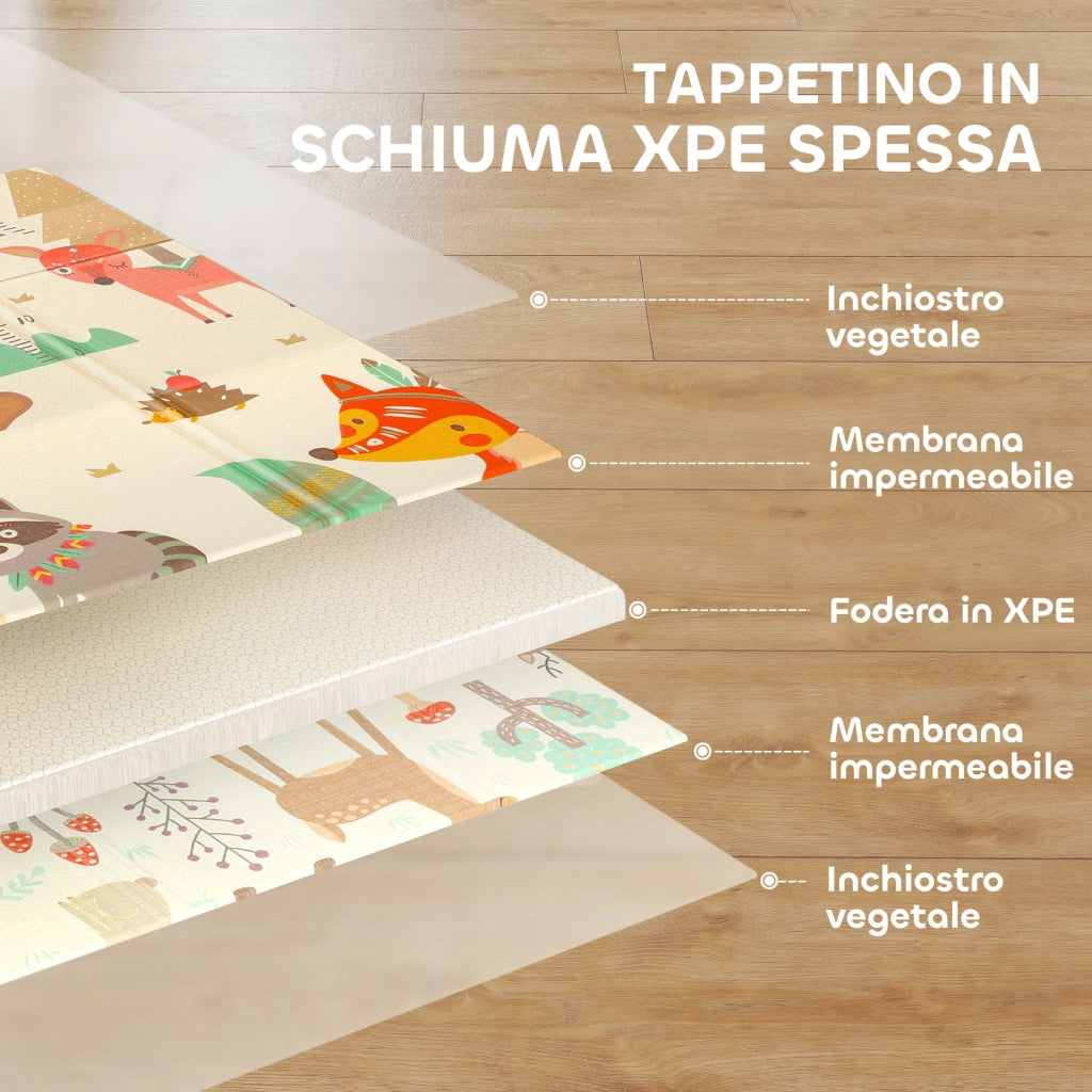 Tappeto Gioco Bambini Tema Foresta ¨C Xylo ¨C XPE Impermeabile Multicolore 196x176x1.5cm