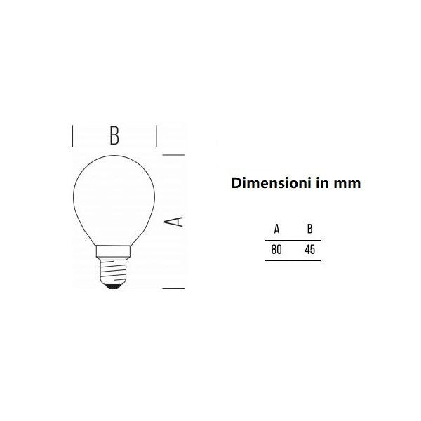 LAMPADINA SFERA PICCOLA LED 4,5W LUCE CALDA 2700K 470 LUMEN E14 DIMMERABILE BOT