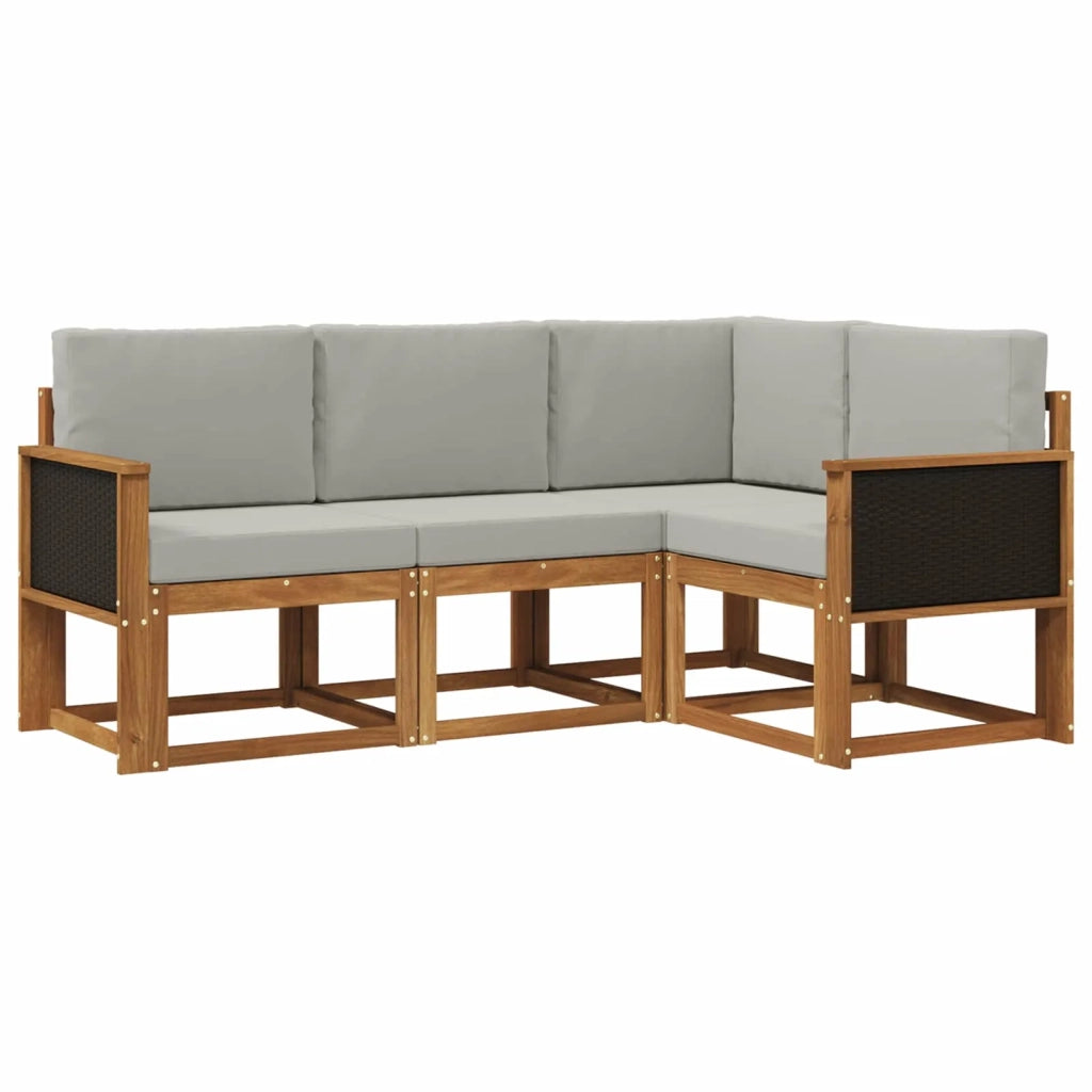 Set di divani da esterno 4 pz Naturale e Grigio Chiaro 3385162