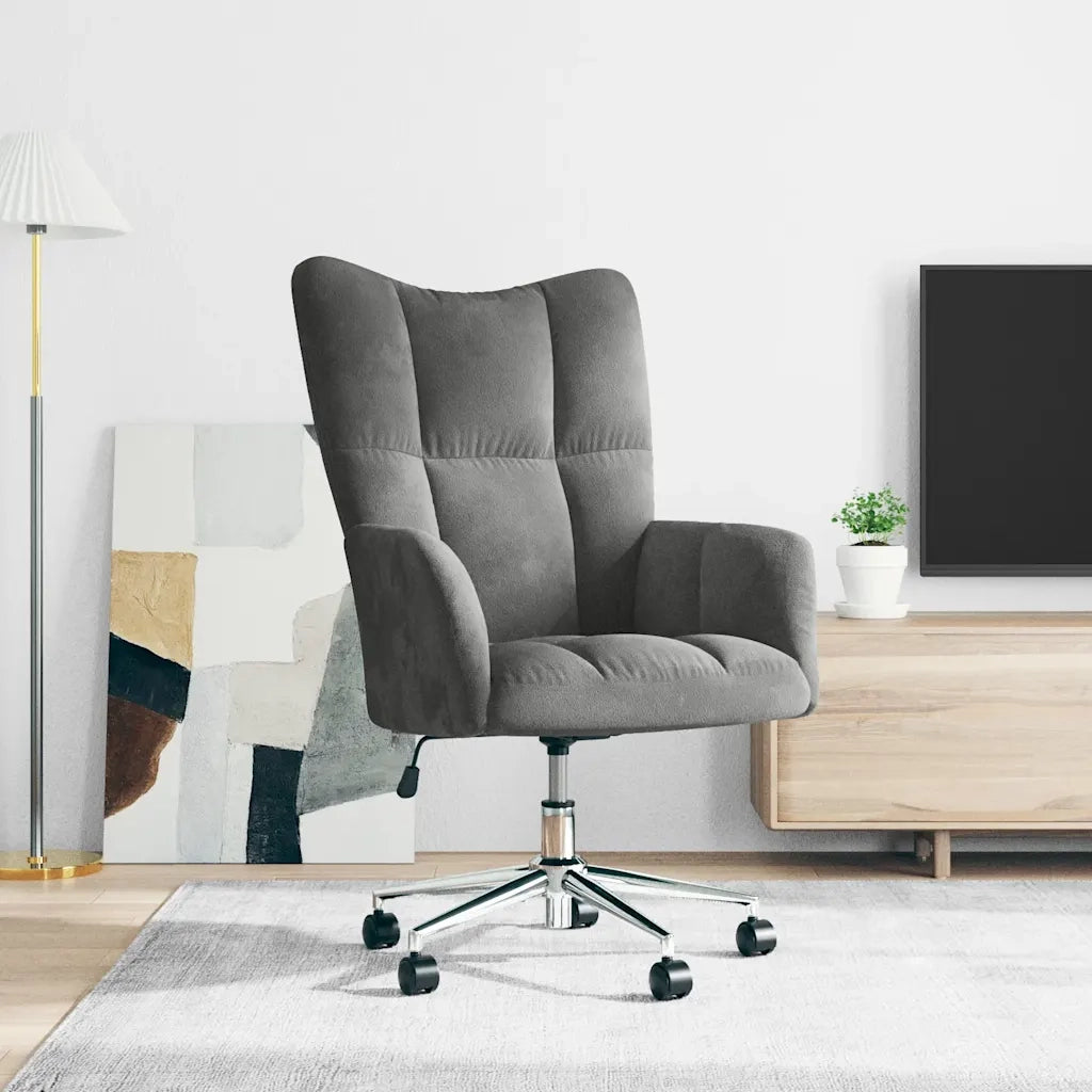 Poltrona | Sedia Relax Grigio Scuro in Velluto