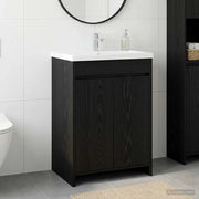 Mobiletto da Bagno Sotto Lavabo Rovere Nero 56 x 37,5 x 81 cm 890777