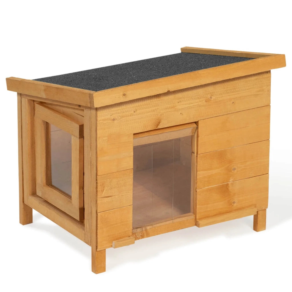 IDMarket - Casetta per gatti in legno con porta a doghe
