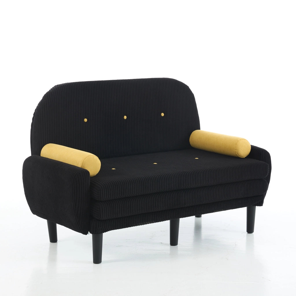 Divano letto Loveseat nero con vano - Zephmum