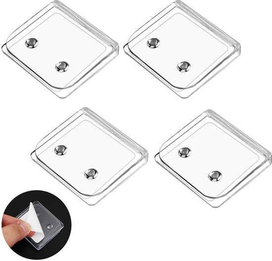 Clip per tenda doccia - Impermeabile - Autoadesivo - Sostegno per parete - Translucido - 4 pezzi - Facile da installare - Sostegno per tenda doccia