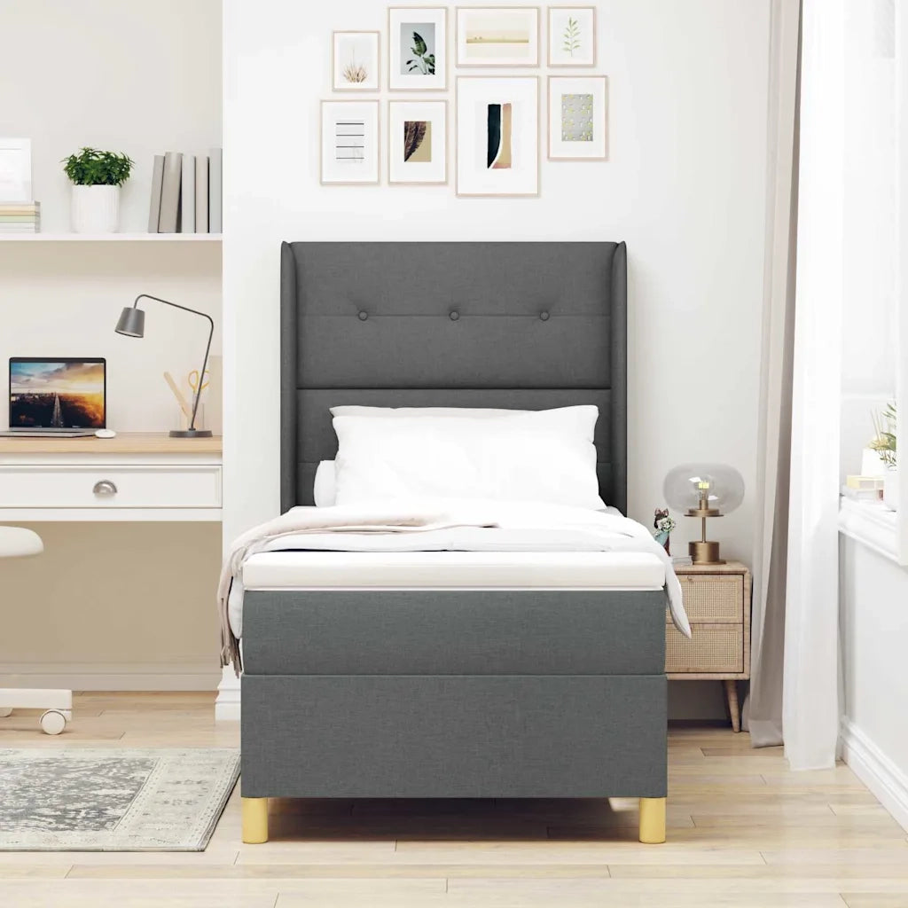 Letto a molle con materasso Grigio scuro 80 x 200 cm Tessuto