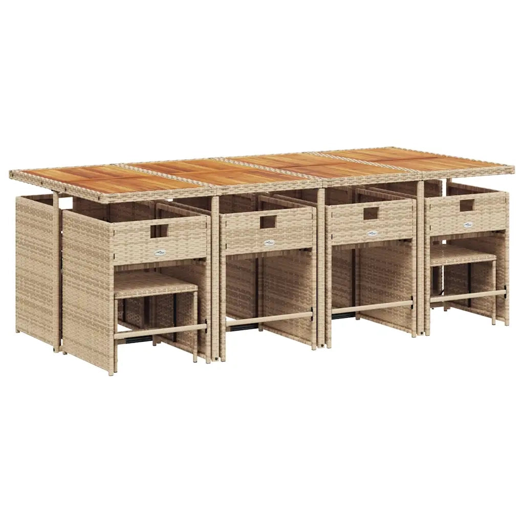 Set da Pranzo da Giardino 13 pz con Cuscini Beige in Polyrattan 3211168