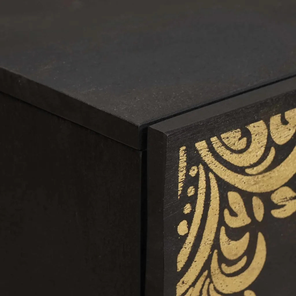 Credenza | Madia | Buffet da pranzo | Armadio da pranzo Nero 60 x 33 x 75 cm Legno di mango massello