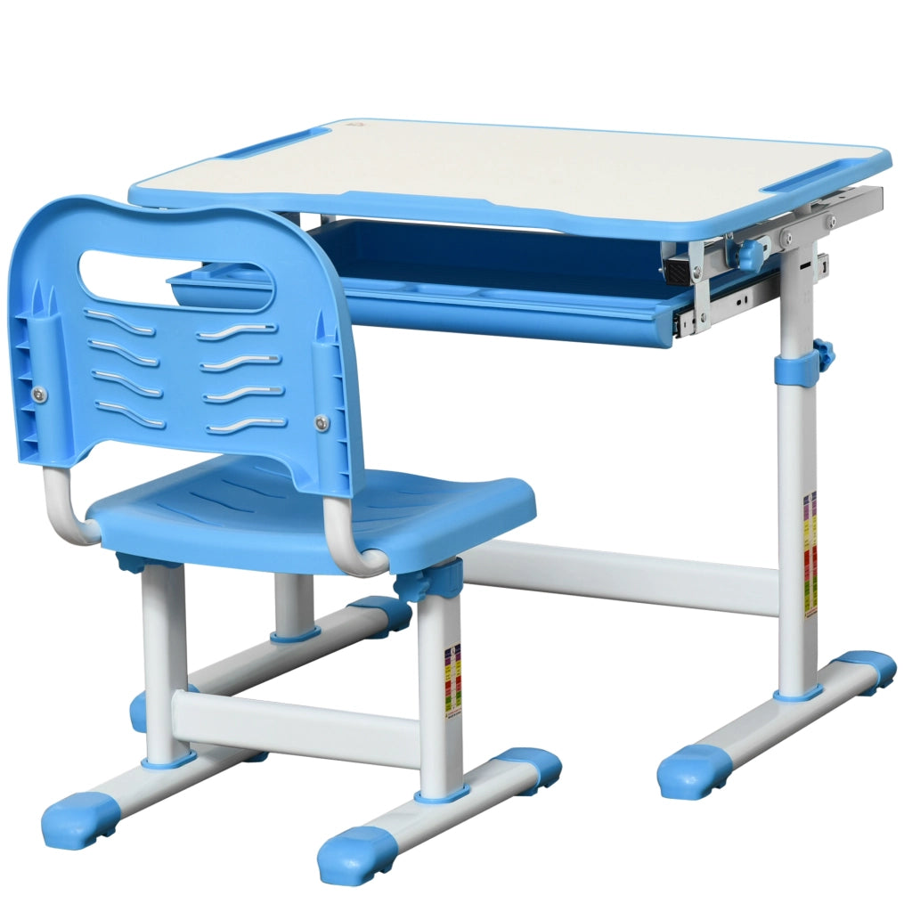 Scrivania Regolabile per Bambini con Sedia ¨C Minimal ¨C 66x47x77 cm Blu