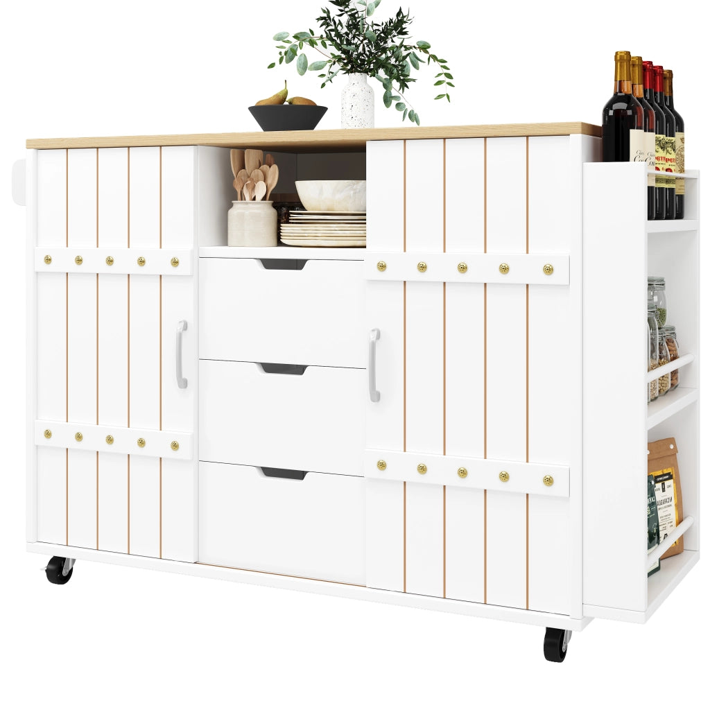 Mobile da cucina in legno - Zephmum - Con ruote, ripiano, scaffale spezie e porta asciugamani