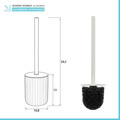 Scopino wc bianco in ceramica soft touch con setole nere Spring