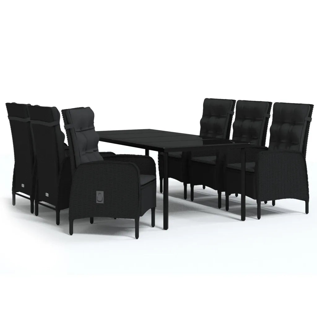 Set da Pranzo da Giardino 7 pz con Cuscini Nero 3099357