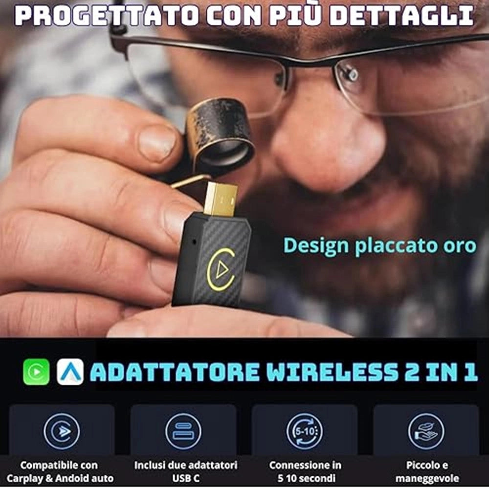 Trade Shop - Adattatore Wireless Carplay Android Auto Per Sistemi Multimediali Usb C/a Plug & Play -