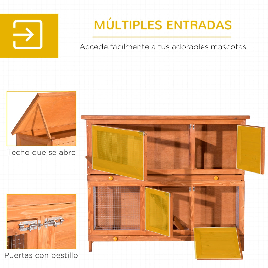 Gabbia per conigli in legno 2 livelli ¨C Minimal ¨C 120x48x100 cm