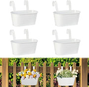 Vaso per piante 4 pezzi grande da appendere 27 cm con foro di drenaggio (bianco)